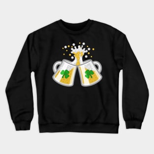 Funny Saint Patricks Day Shamrock and Beer Drinking Crewneck Sweatshirt